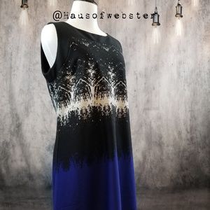 [K Jordan] black, white, and navy pattern dress